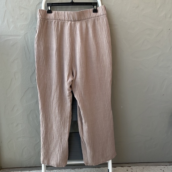 NWOT Soft Surroundings Petites Oceo Gauze Wide-Leg Pants Pebble Taupe PL - Picture 4 of 7